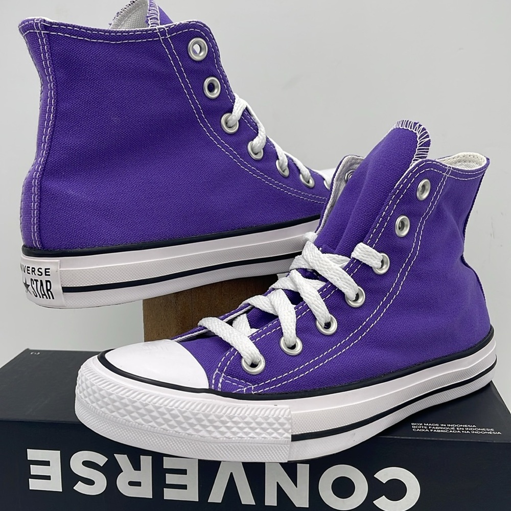 Converse Men’s Chuck Taylor All Star Hi B Grade Purple White 137833F Sneakers - Picture 10 of 16